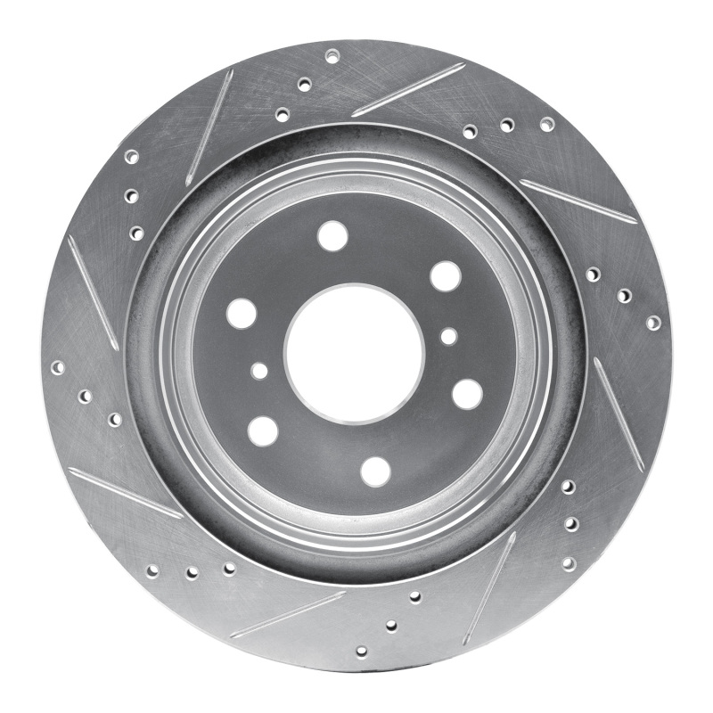 Cadillac Escalade ESV Brake Rotor (1) - Rear Right - R1 Concepts - Drilled & Slotted - Silver - `07-`20